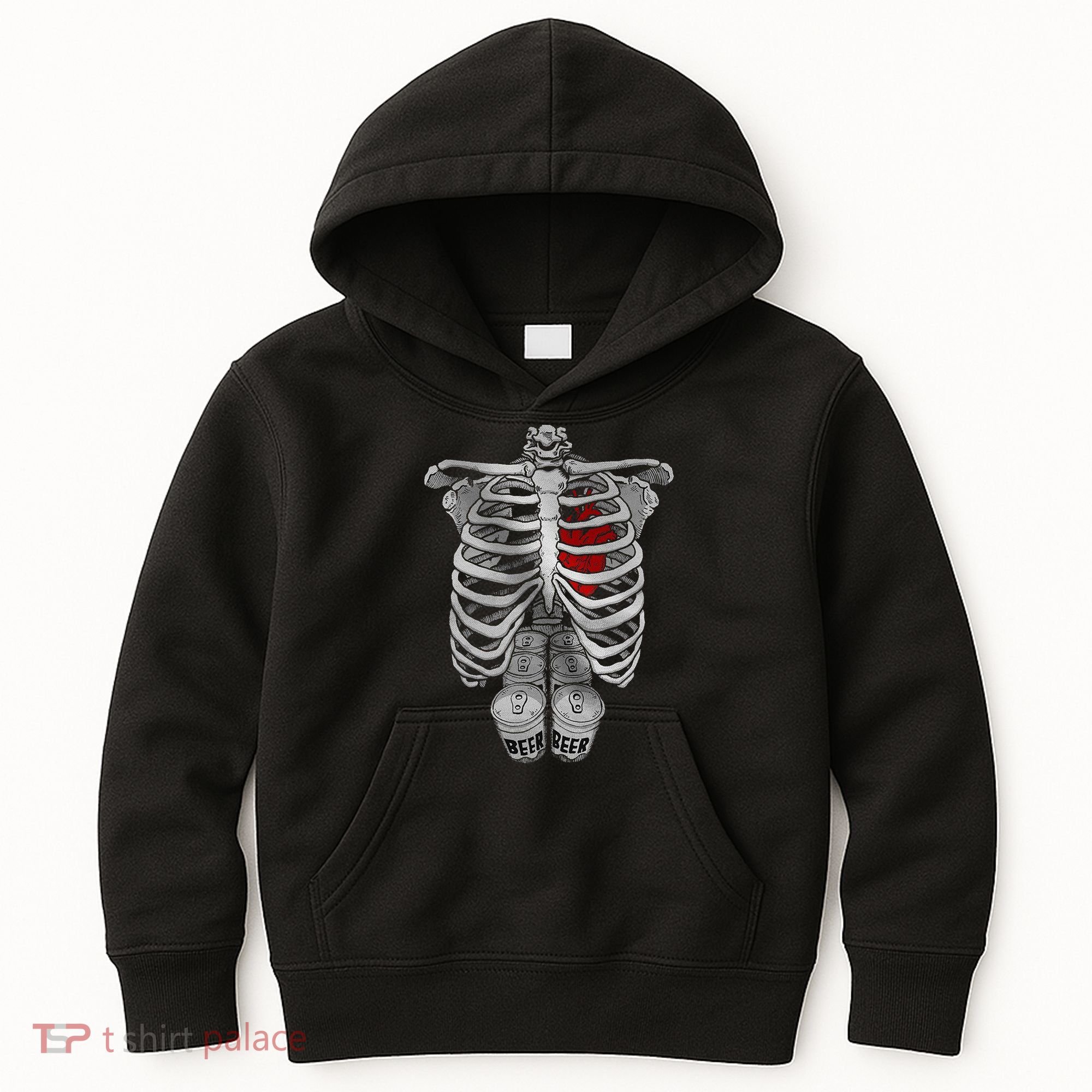 Skeleton Rib Cage Full Of Beer Funny Halloween Costume Kids Hoodie