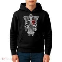 Skeleton Rib Cage Full Of Beer Funny Halloween Costume Kids Hoodie thumb 4