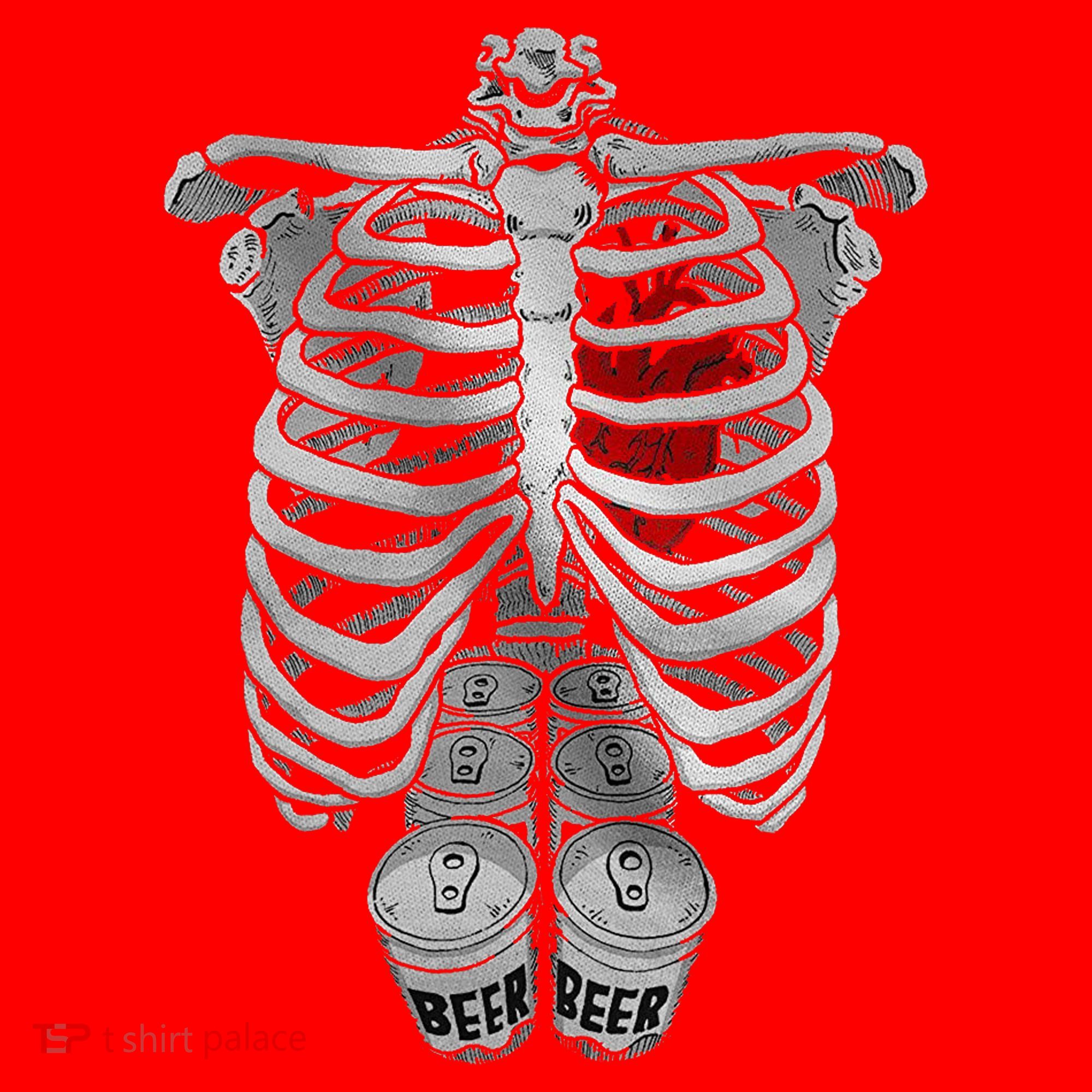 Skeleton Rib Cage Full Of Beer Funny Halloween Costume Santa Hat