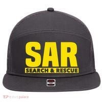 Search Rescue Crew SAR Emergency Response Team 7 Panel Mesh Trucker Snapback Hat thumb 0