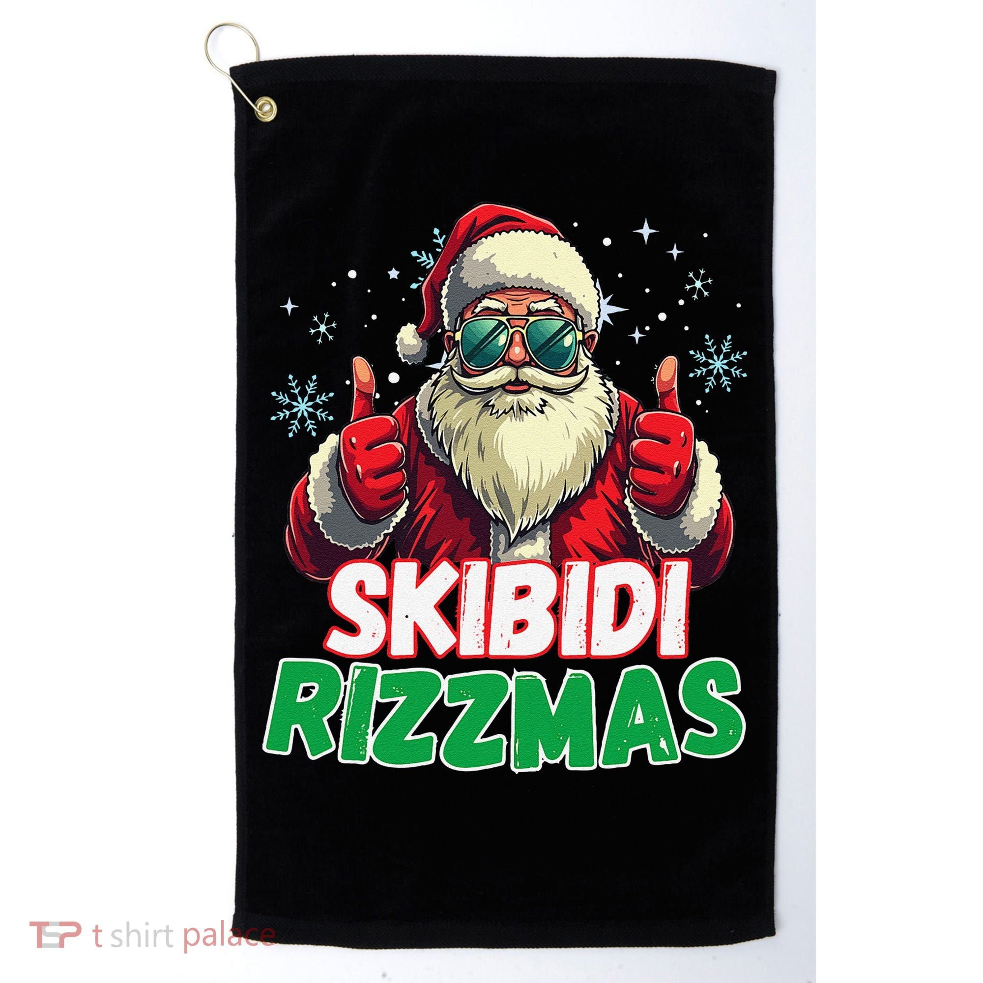 Skibid.I Rizzmas Christmas Rizz Santa Claus Charisma Golf Towel