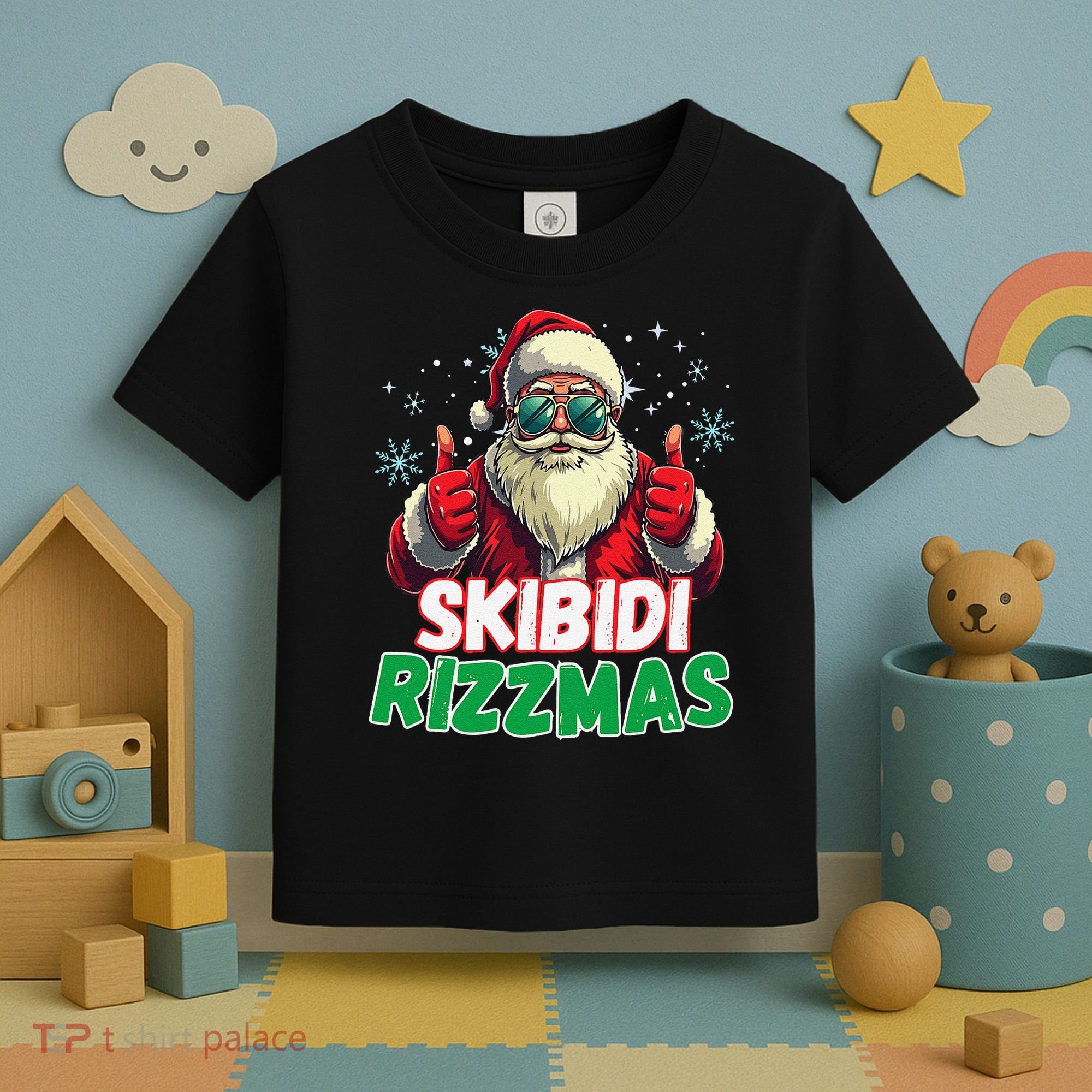 Skibid.I Rizzmas Christmas Rizz Santa Claus Charisma Toddler T-Shirt