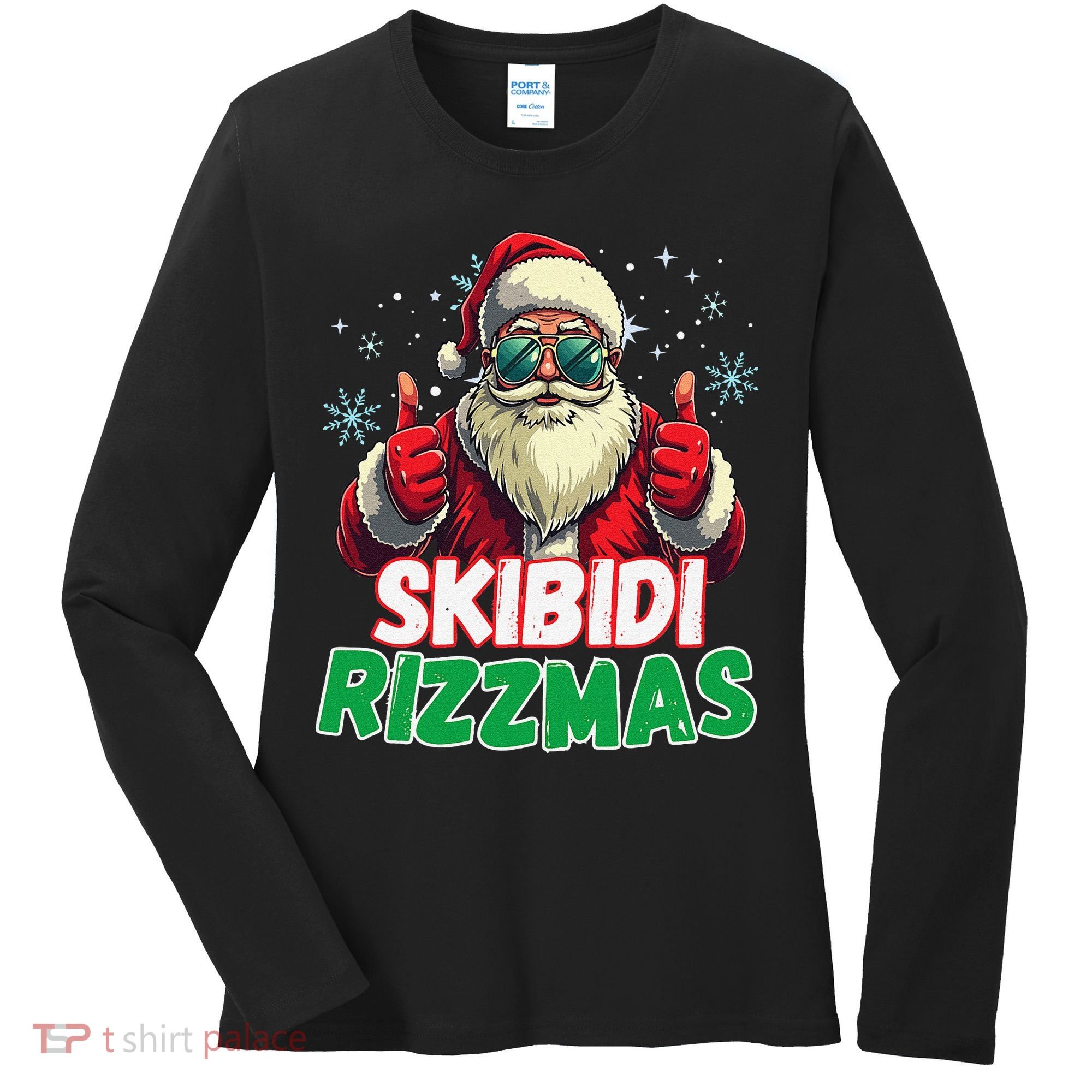 Skibid.I Rizzmas Christmas Rizz Santa Claus Charisma Women's Long Sleeve Shirt