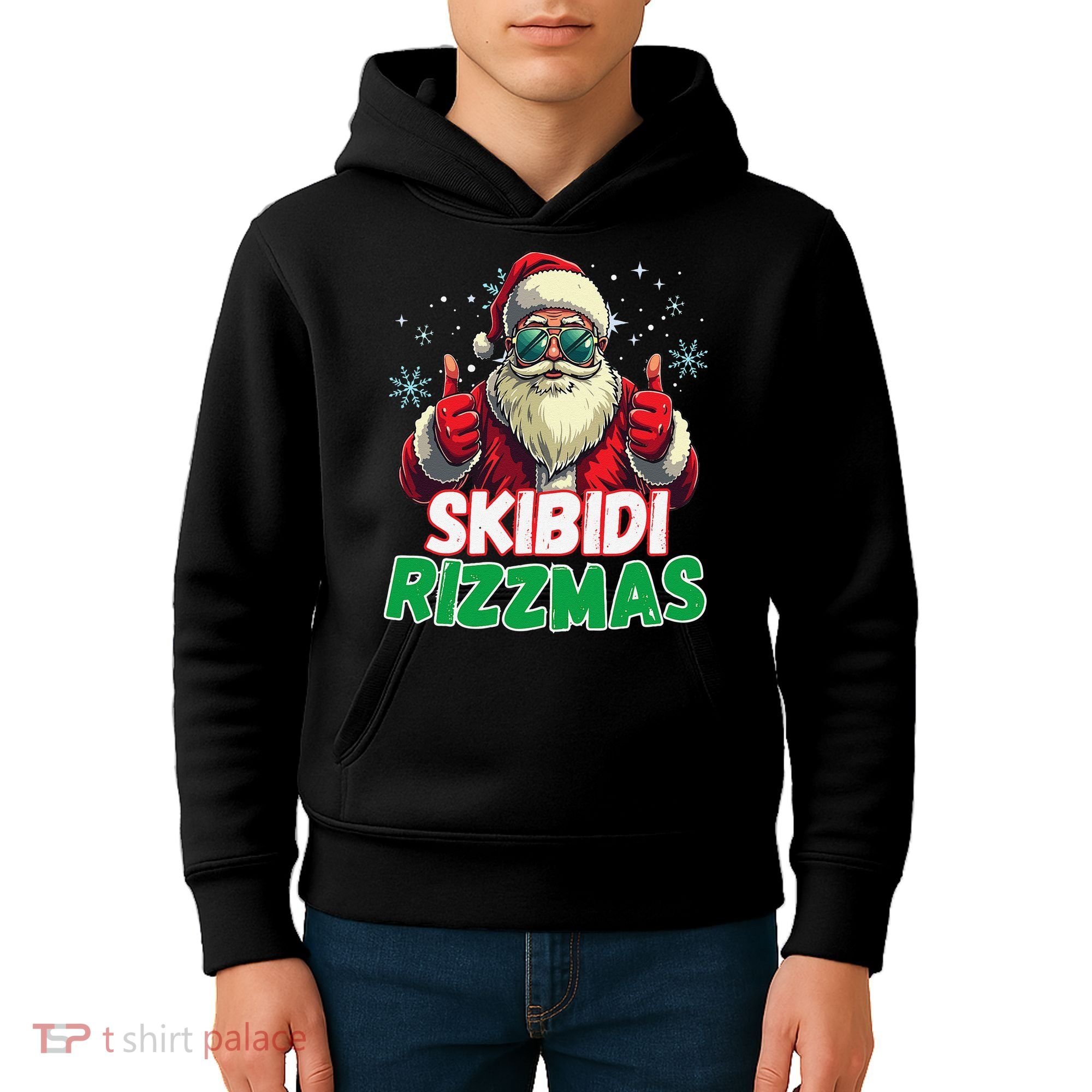 Skibid.I Rizzmas Christmas Rizz Santa Claus Charisma Kids Hoodie