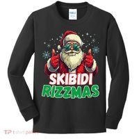 Skibid.I Rizzmas Christmas Rizz Santa Claus Charisma Kids Long Sleeve Shirt thumb 0