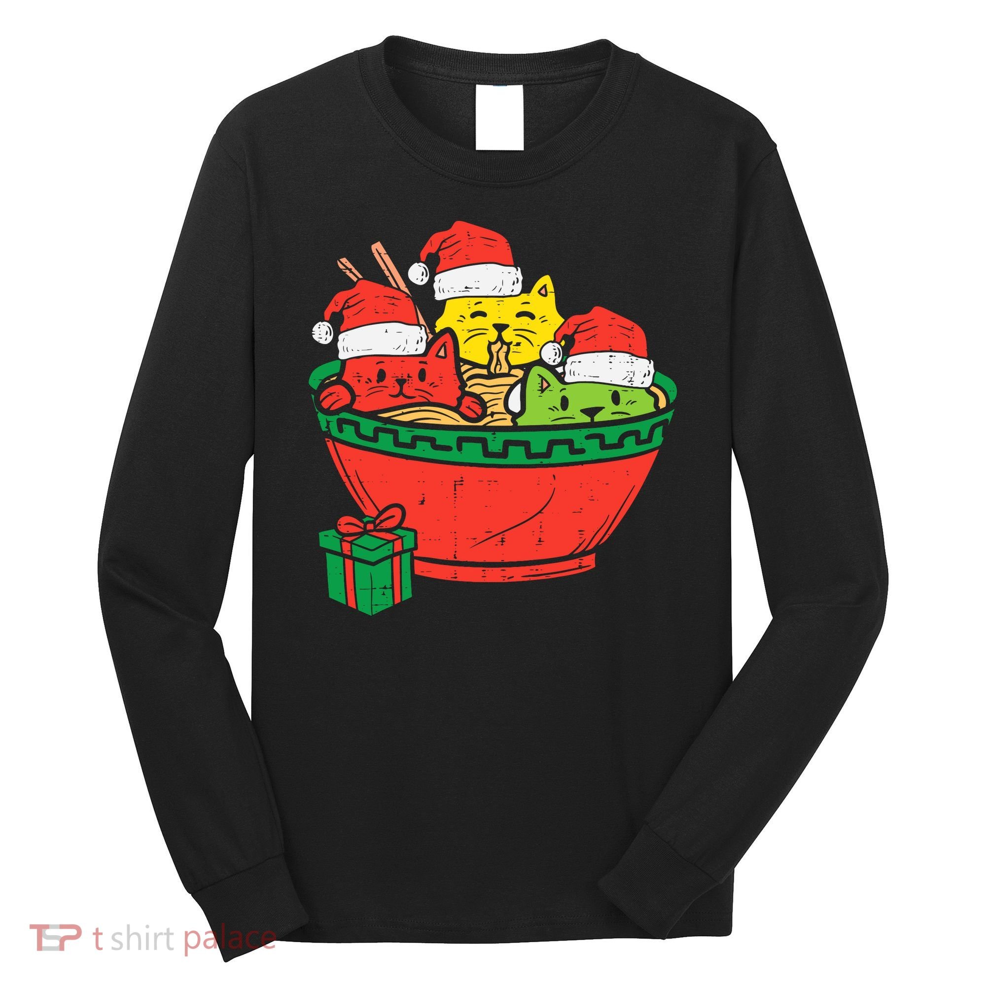Santa Ra Cats Anime Christmas Xmas Girl Long Sleeve Shirt