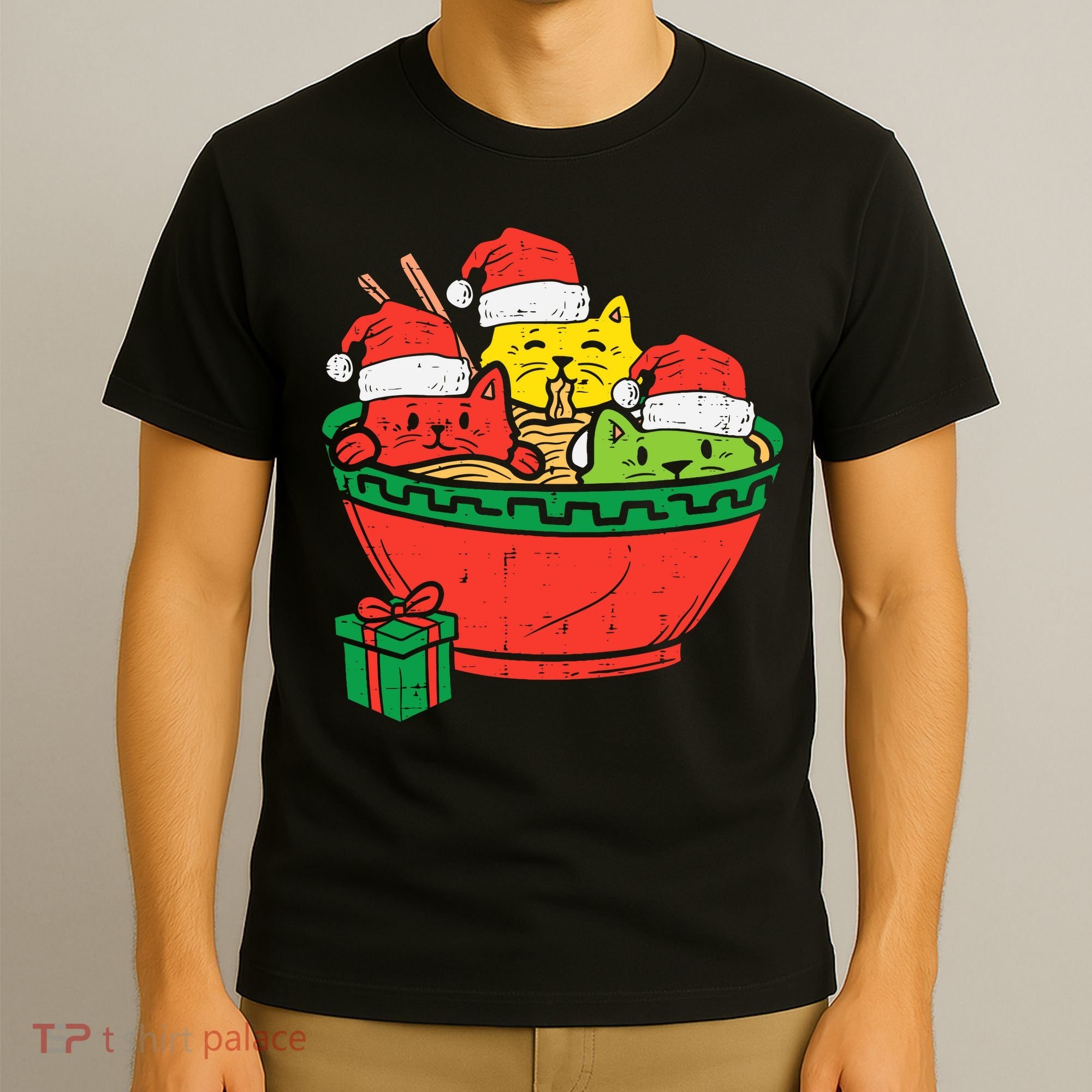 Santa Ra Cats Anime Christmas Xmas Girl T-Shirt