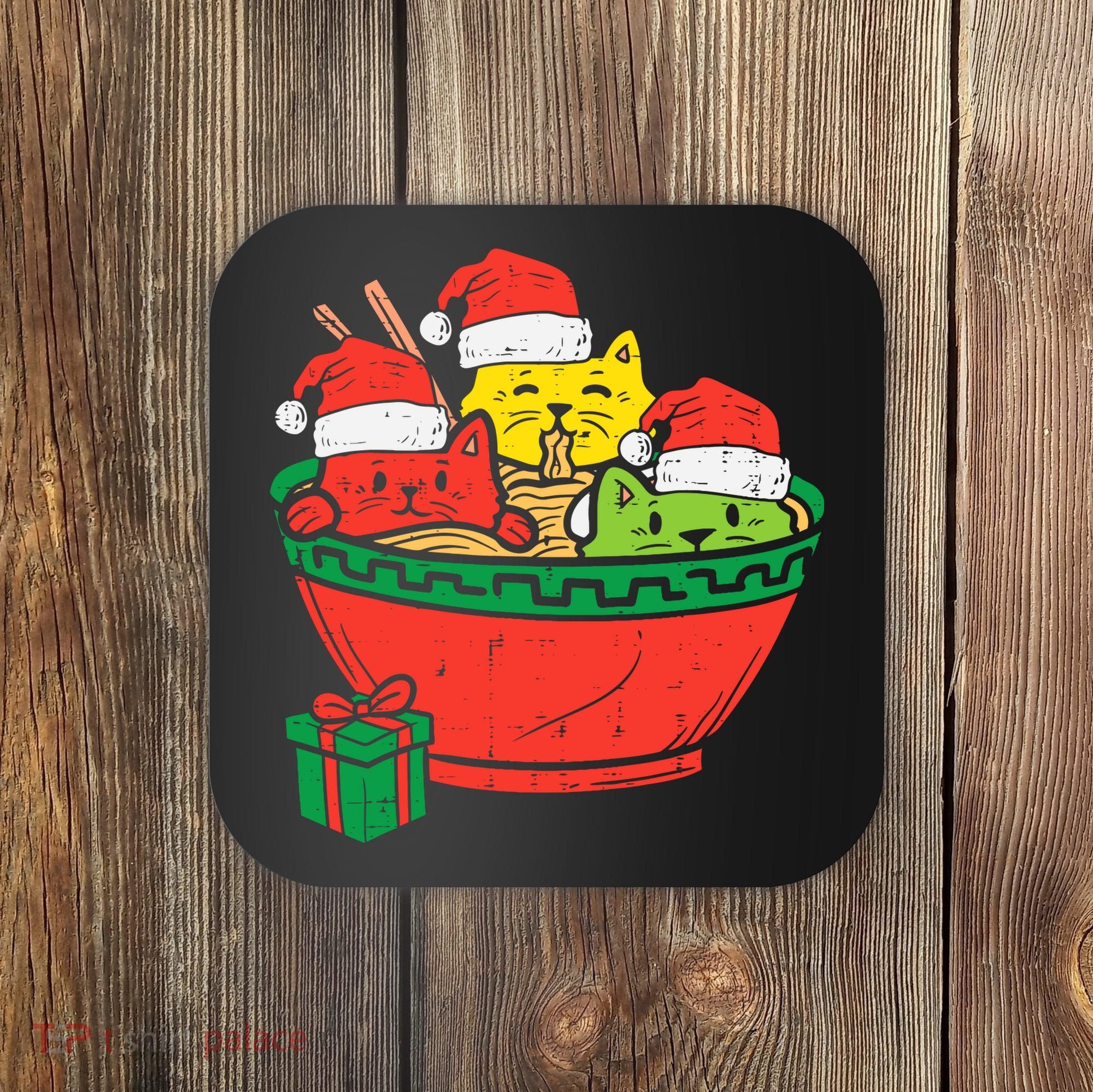 Santa Ra Cats Anime Christmas Xmas Girl Coaster