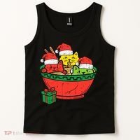 Santa Ra Cats Anime Christmas Xmas Girl Tank Top thumb 2