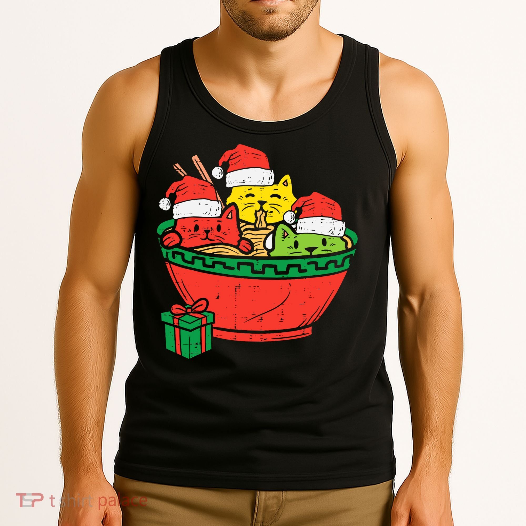 Santa Ra Cats Anime Christmas Xmas Girl Tank Top