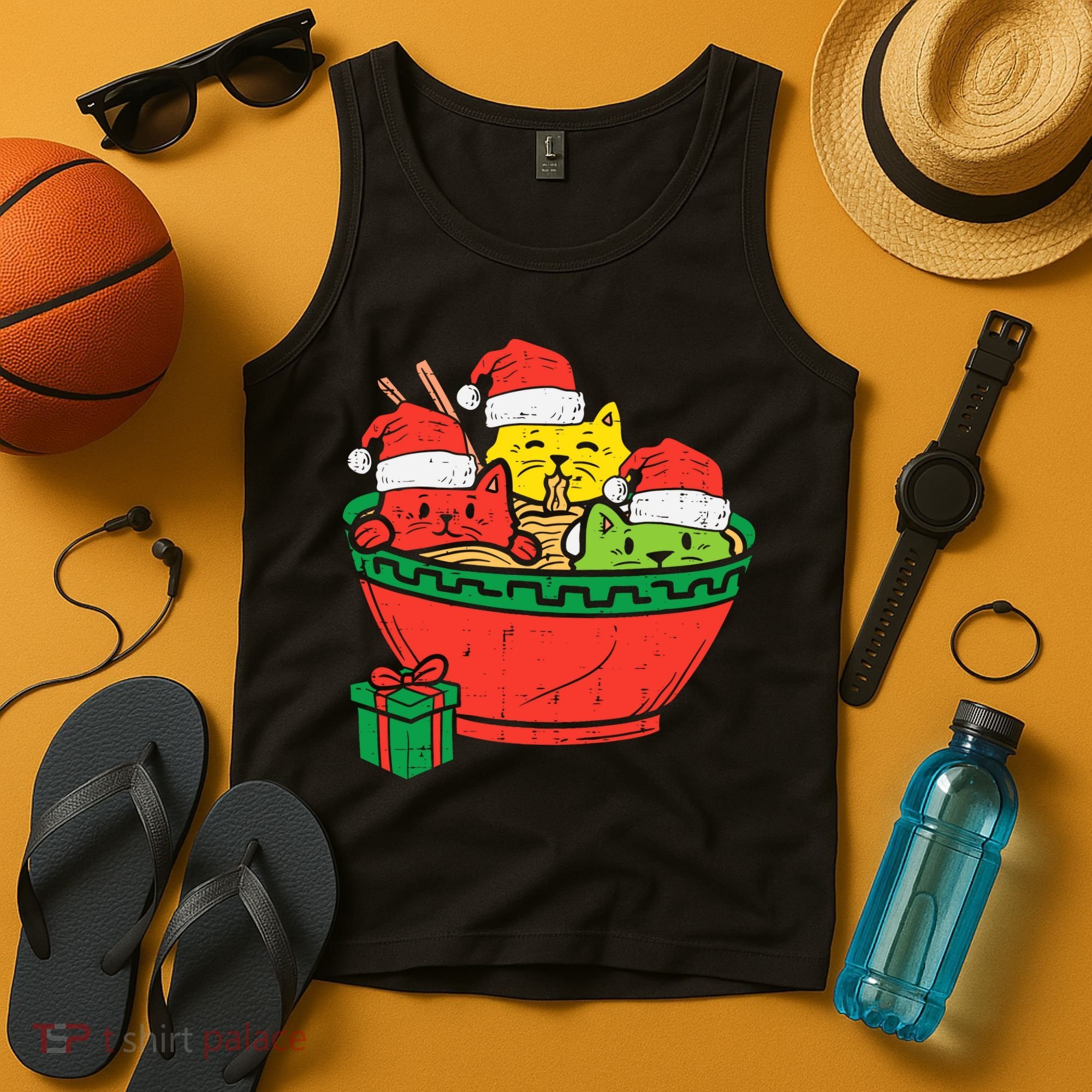 Santa Ra Cats Anime Christmas Xmas Girl Tank Top