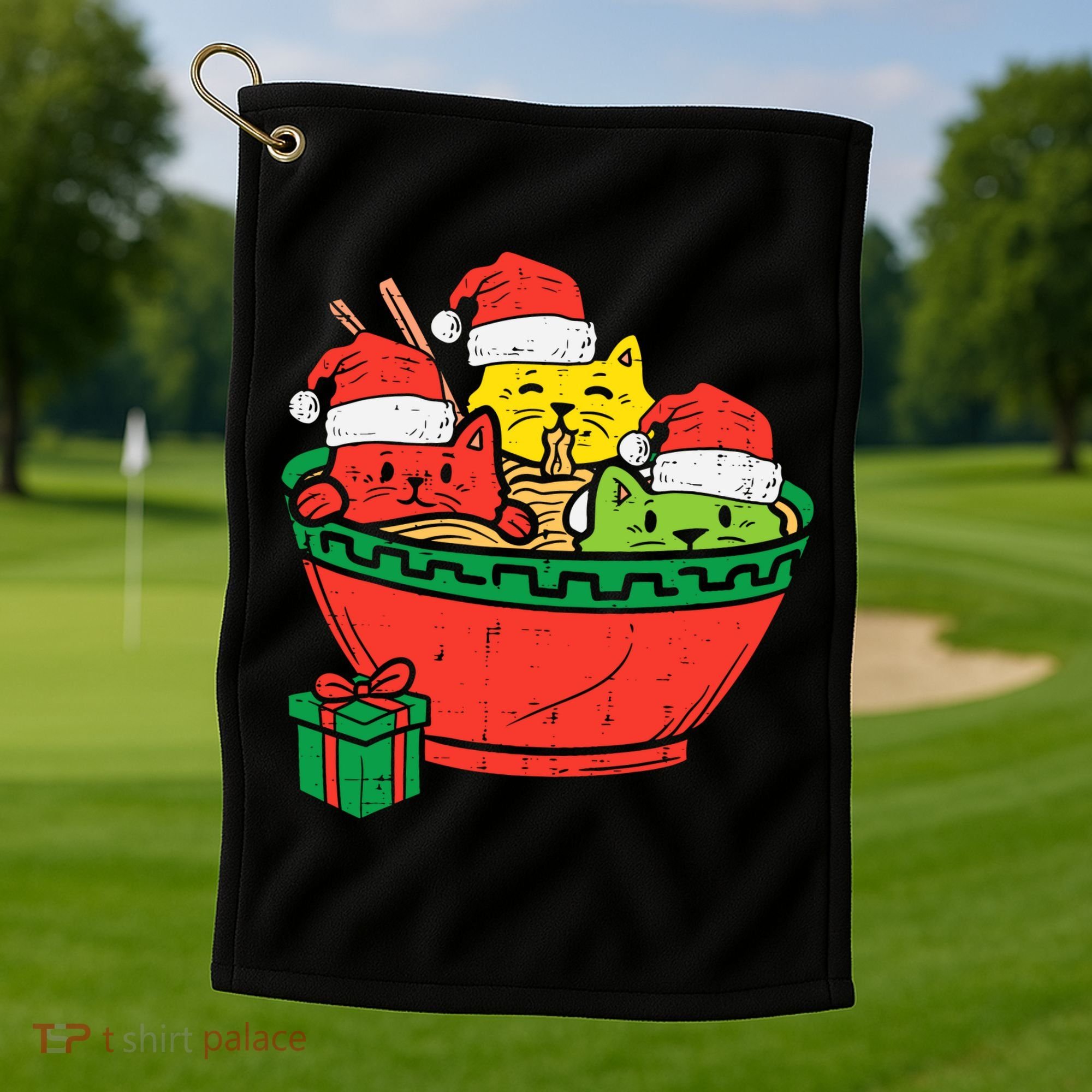 Santa Ra Cats Anime Christmas Xmas Girl Golf Towel