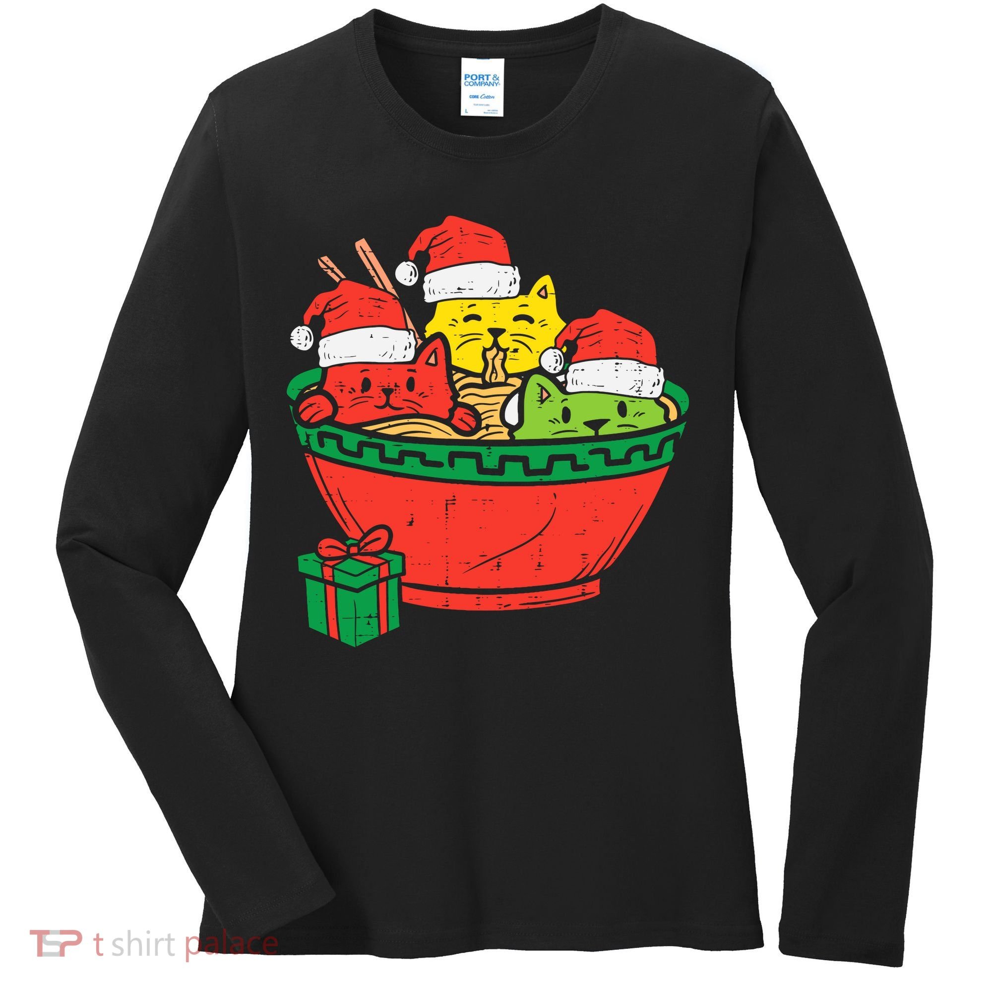 Santa Ra Cats Anime Christmas Xmas Girl Women's Long Sleeve Shirt