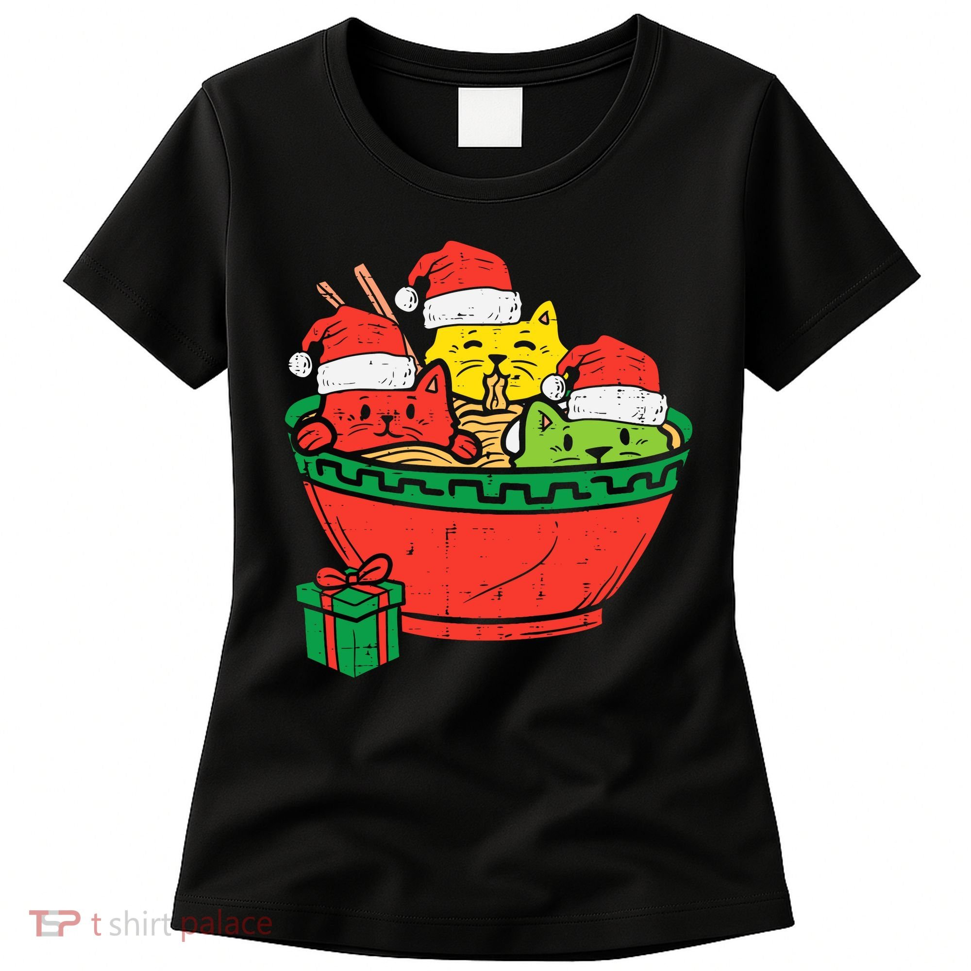 Santa Ra Cats Anime Christmas Xmas Girl Women's T-Shirt