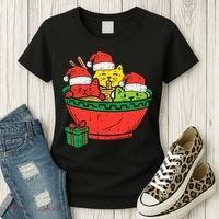 Santa Ra Cats Anime Christmas Xmas Girl Women's T-Shirt thumb 3