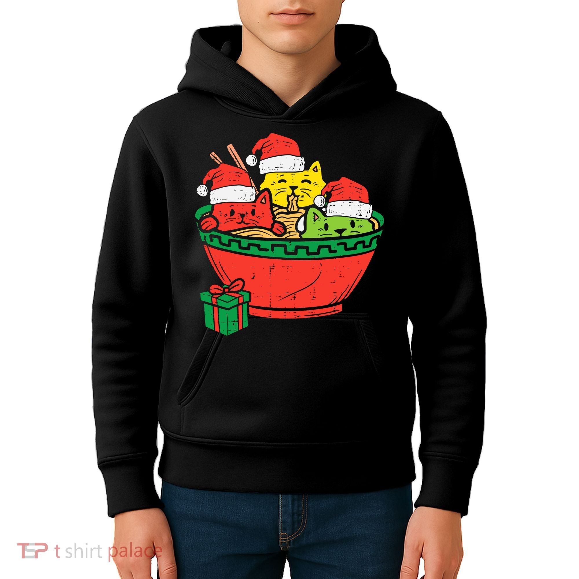 Santa Ra Cats Anime Christmas Xmas Girl Kids Hoodie