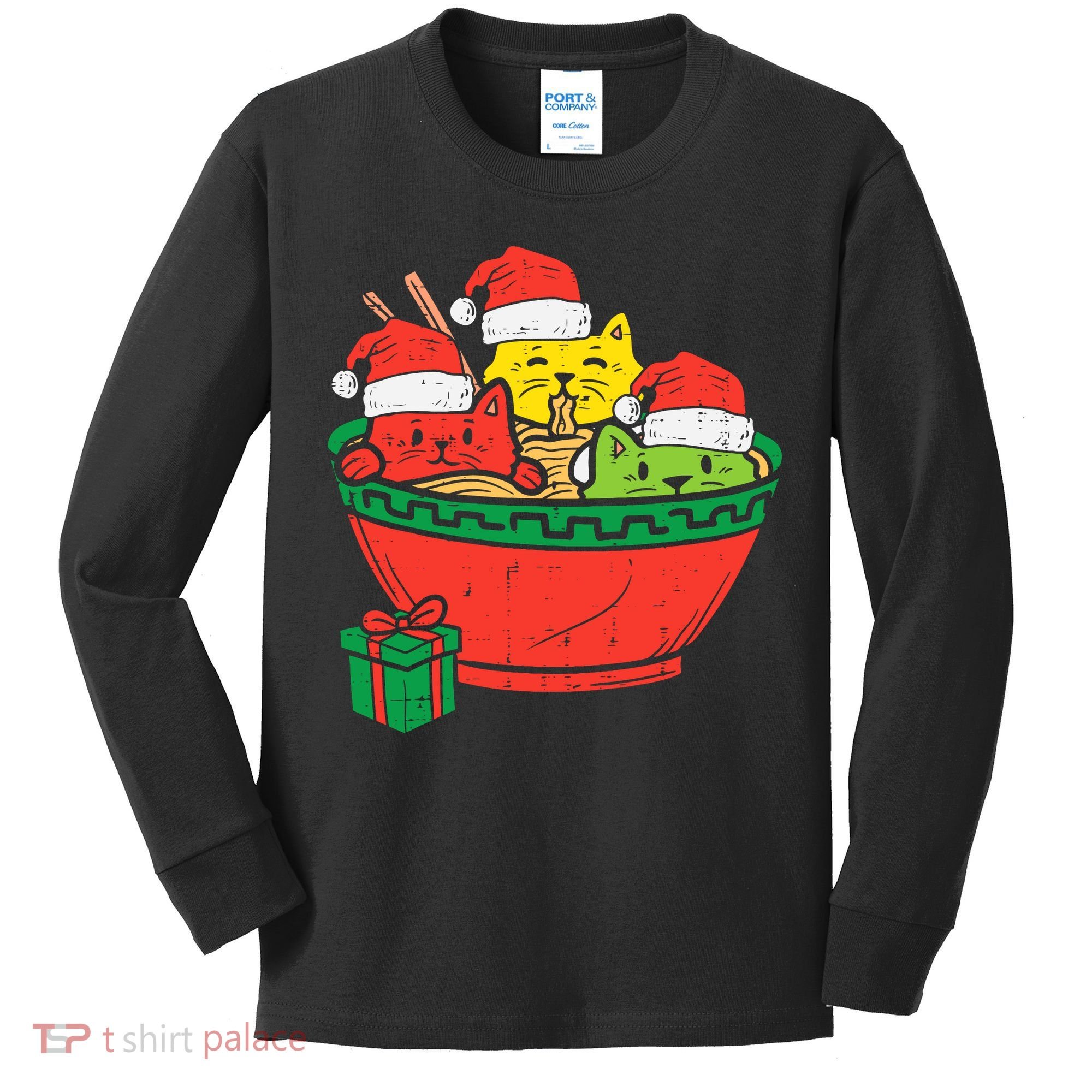 Santa Ra Cats Anime Christmas Xmas Girl Kids Long Sleeve Shirt