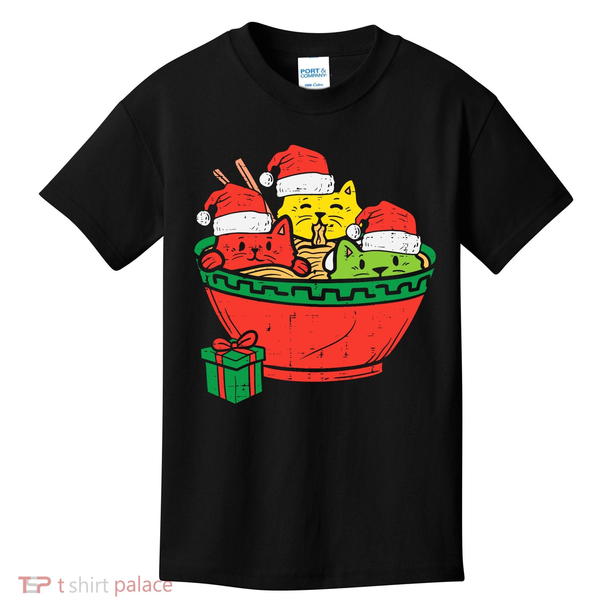 Santa Ra Cats Anime Christmas Xmas Girl Kids T-Shirt