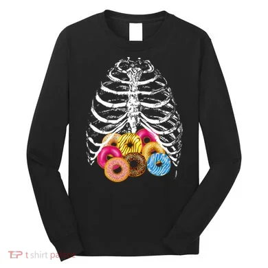 Skeleton Rib Cage Donuts Long Sleeve Shirt