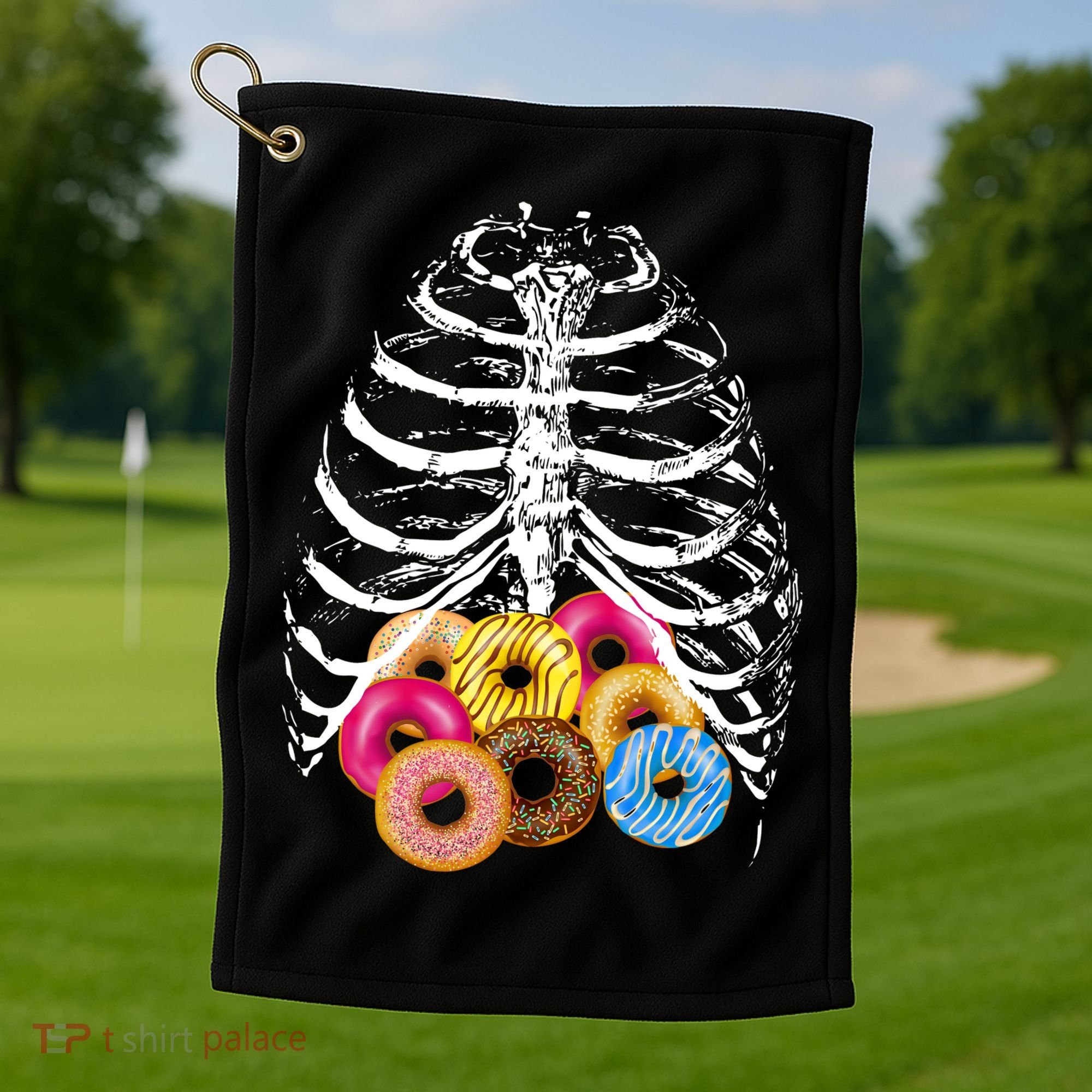 Skeleton Rib Cage Donuts Golf Towel