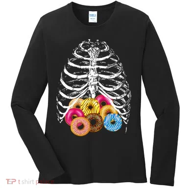 Skeleton Rib Cage Donuts Women's Long Sleeve Shirt