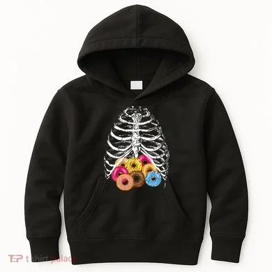 Skeleton Rib Cage Donuts Kids Hoodie