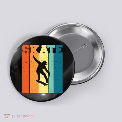 Skate Retro Colorful Sunset Button
