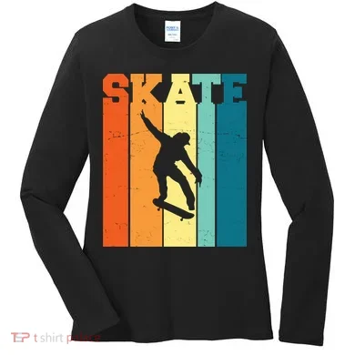 Skate Retro Colorful Sunset Women's Long Sleeve Shirt