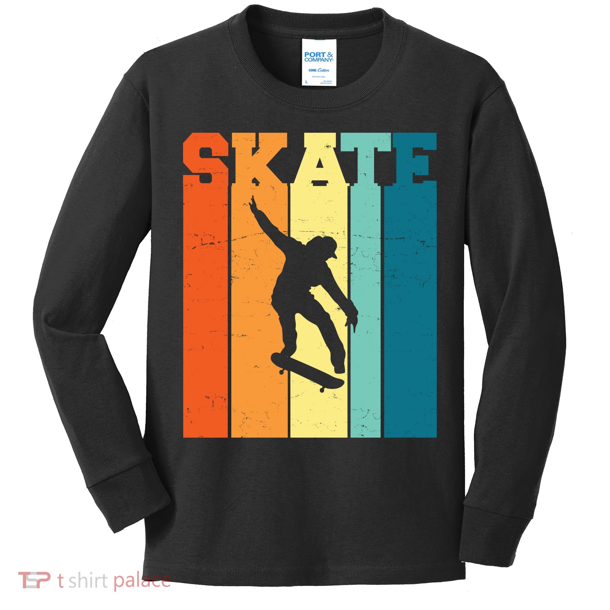 Skate Retro Colorful Sunset Kids Long Sleeve Shirt