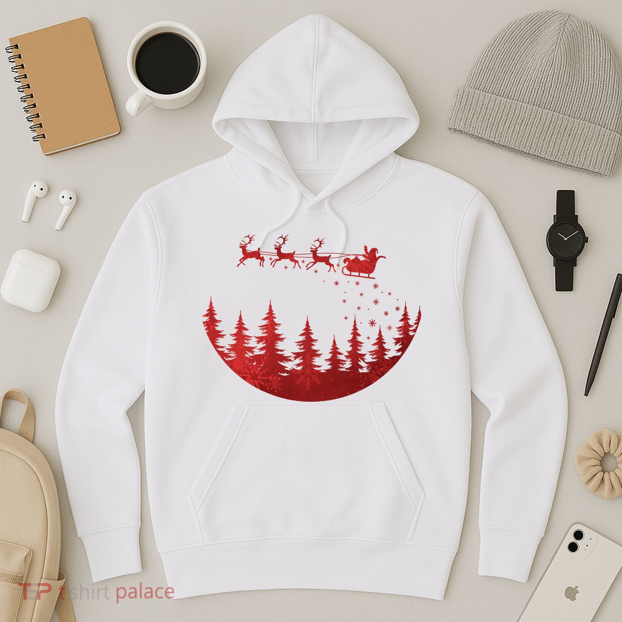 Santa Reindeer Christmas Festive Hoodie