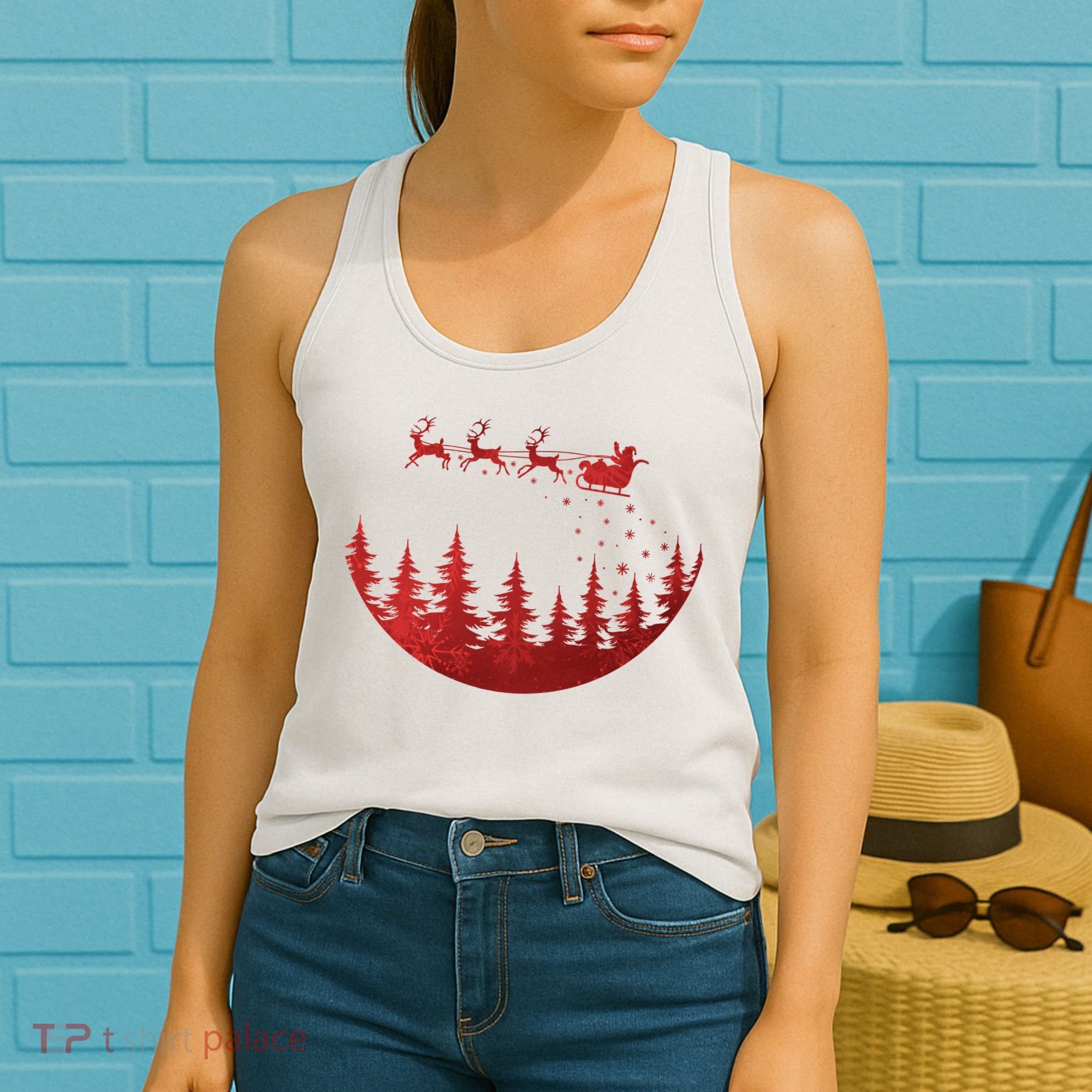 Santa Reindeer Christmas Festive Women's Tank Top