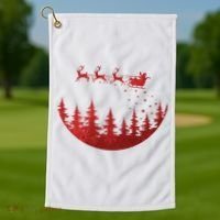 Santa Reindeer Christmas Festive Golf Towel thumb 1