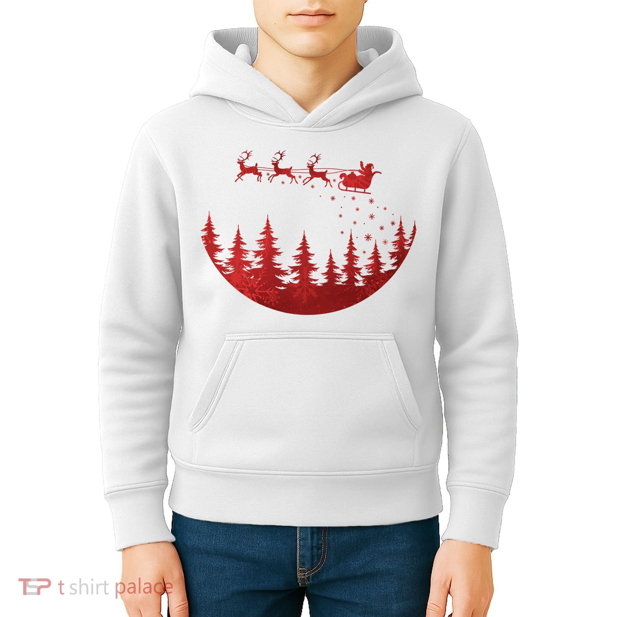 Santa Reindeer Christmas Festive Kids Hoodie