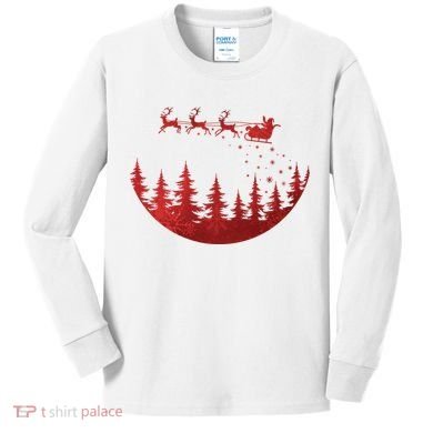 Santa Reindeer Christmas Festive Kids Long Sleeve Shirt