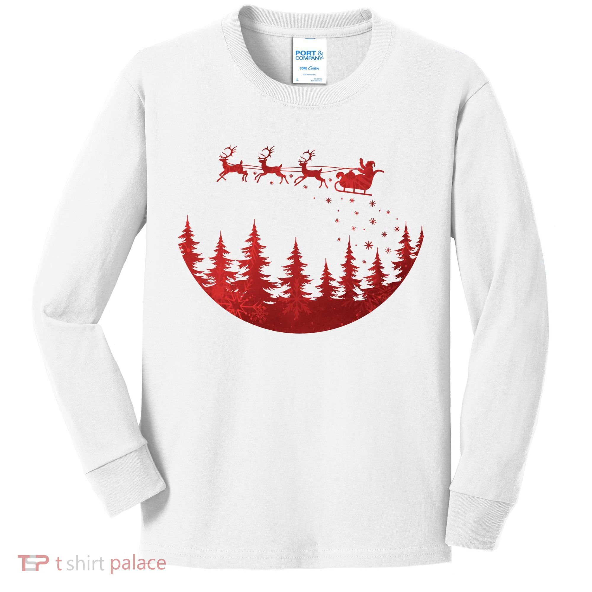 Santa Reindeer Christmas Festive Kids Long Sleeve Shirt