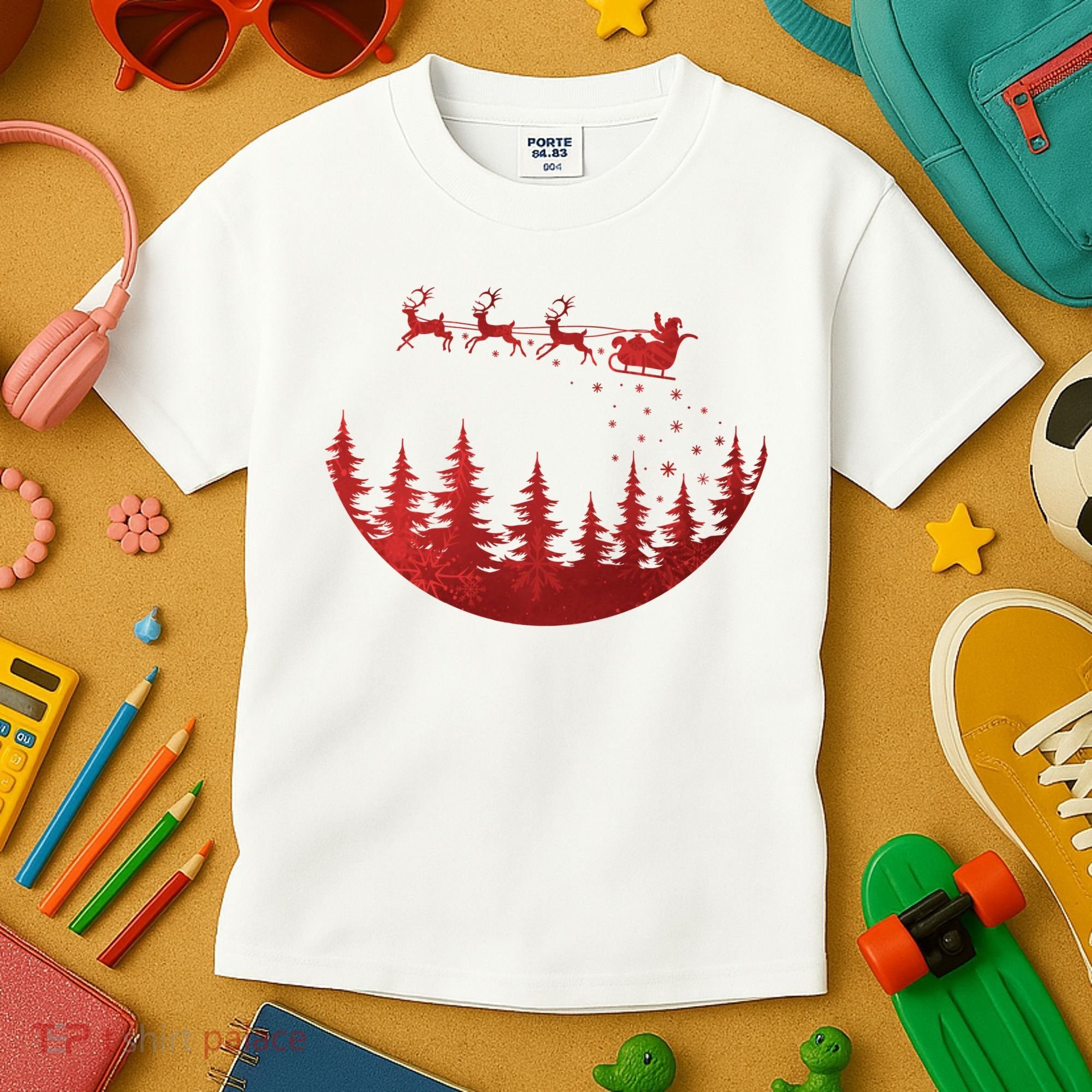 Santa Reindeer Christmas Festive Kids T-Shirt
