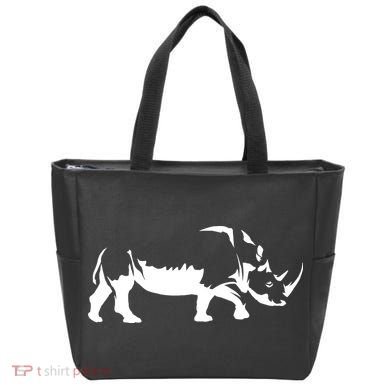 Simple Rhino Cut Out Silhouette Tote Bag