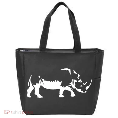 Simple Rhino Cut Out Silhouette Tote Bag