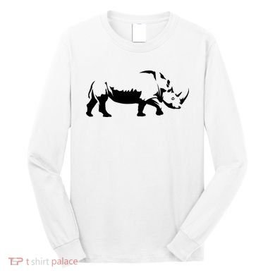 Simple Rhino Cut Out Silhouette Long Sleeve Shirt