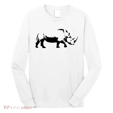 Simple Rhino Cut Out Silhouette Long Sleeve Shirt
