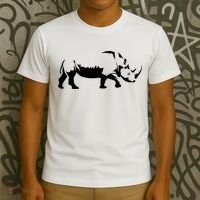 Simple Rhino Cut Out Silhouette T-Shirt thumb 3