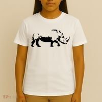 Simple Rhino Cut Out Silhouette T-Shirt thumb 4