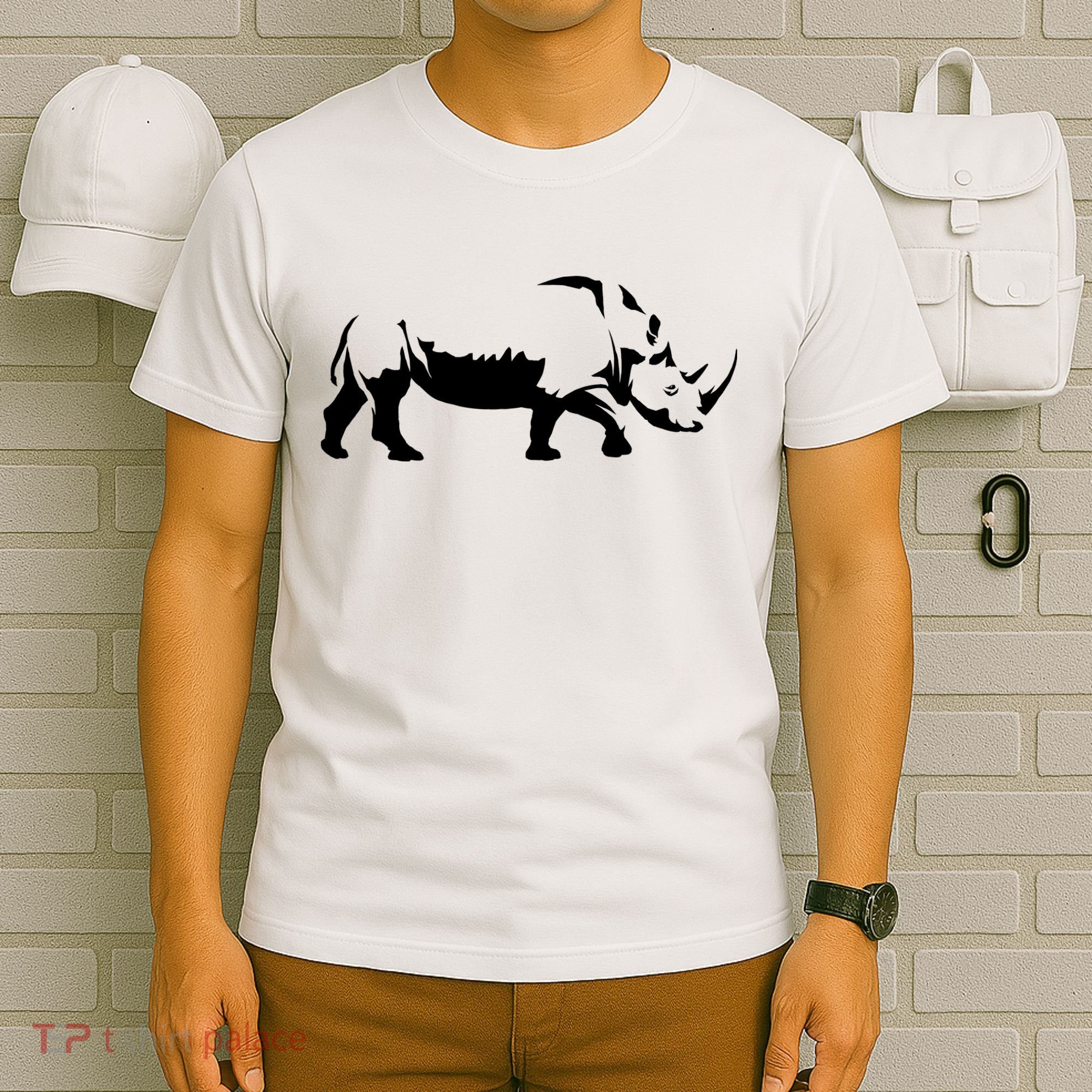 Simple Rhino Cut Out Silhouette T-Shirt