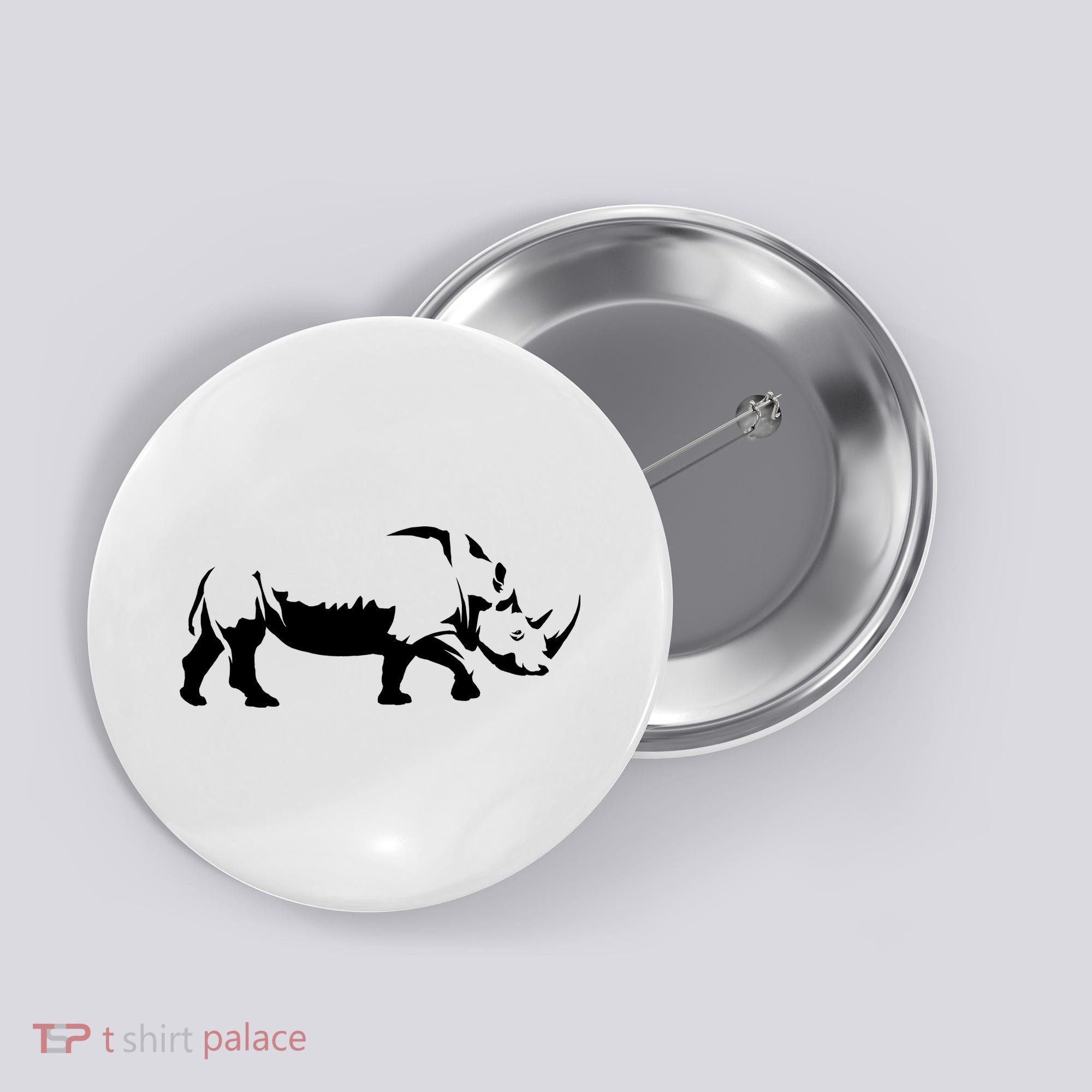 Simple Rhino Cut Out Silhouette Button