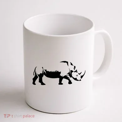 Simple Rhino Cut Out Silhouette Coffee Mug back