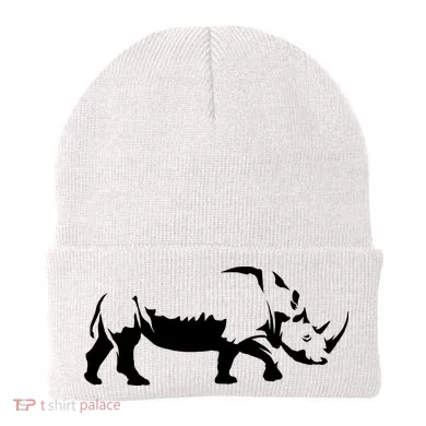 Simple Rhino Cut Out Silhouette Beanie