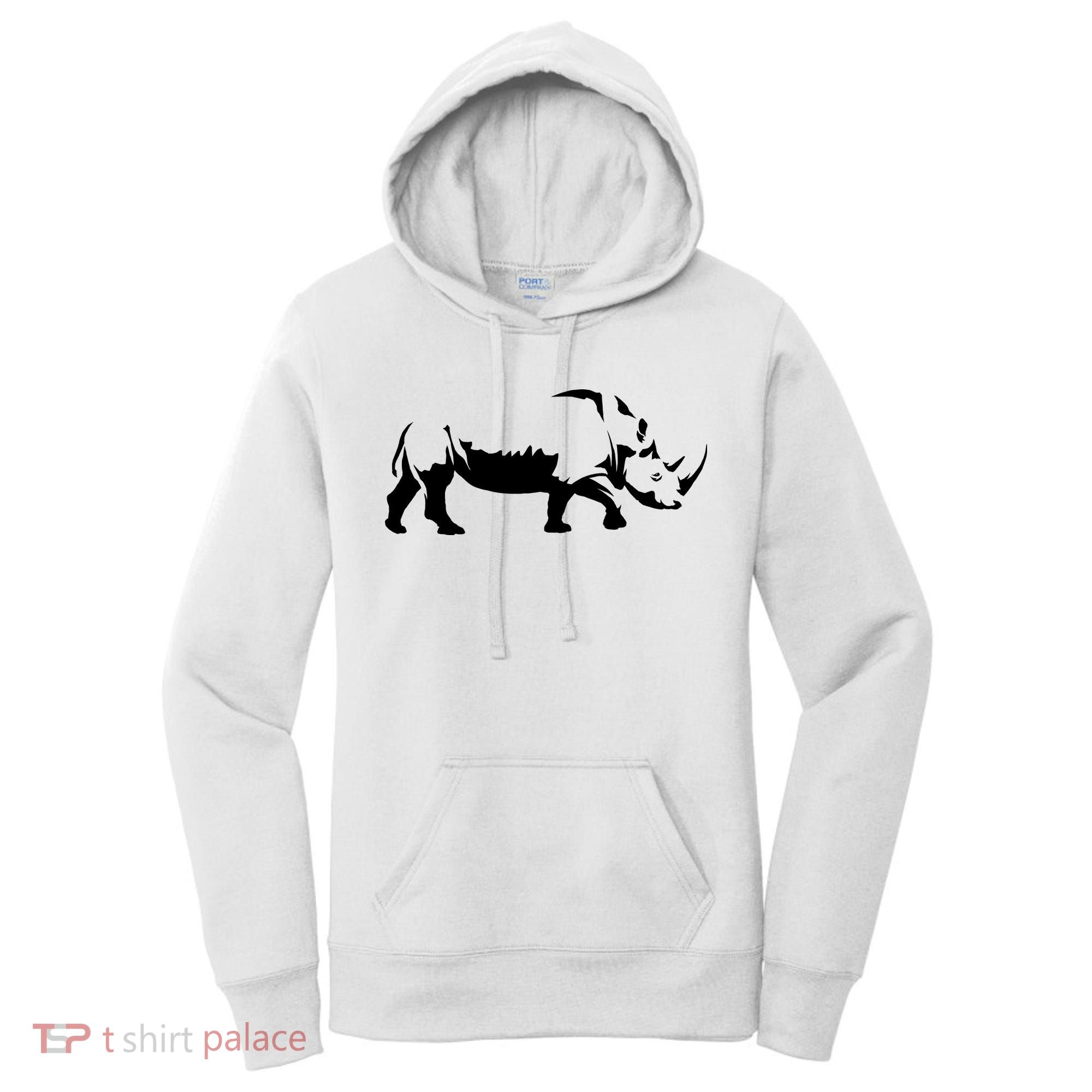 Simple Rhino Cut Out Silhouette Women's Hoodie