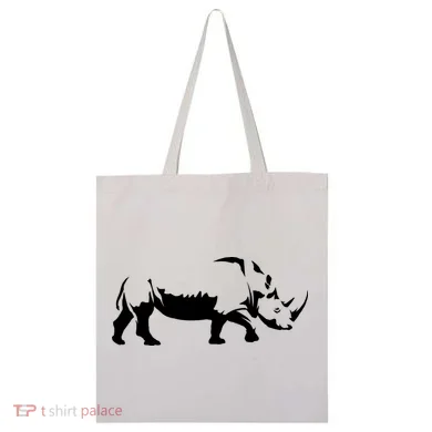 Simple Rhino Cut Out Silhouette Tote Bag