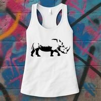 Simple Rhino Cut Out Silhouette Women's Tank Top thumb 3