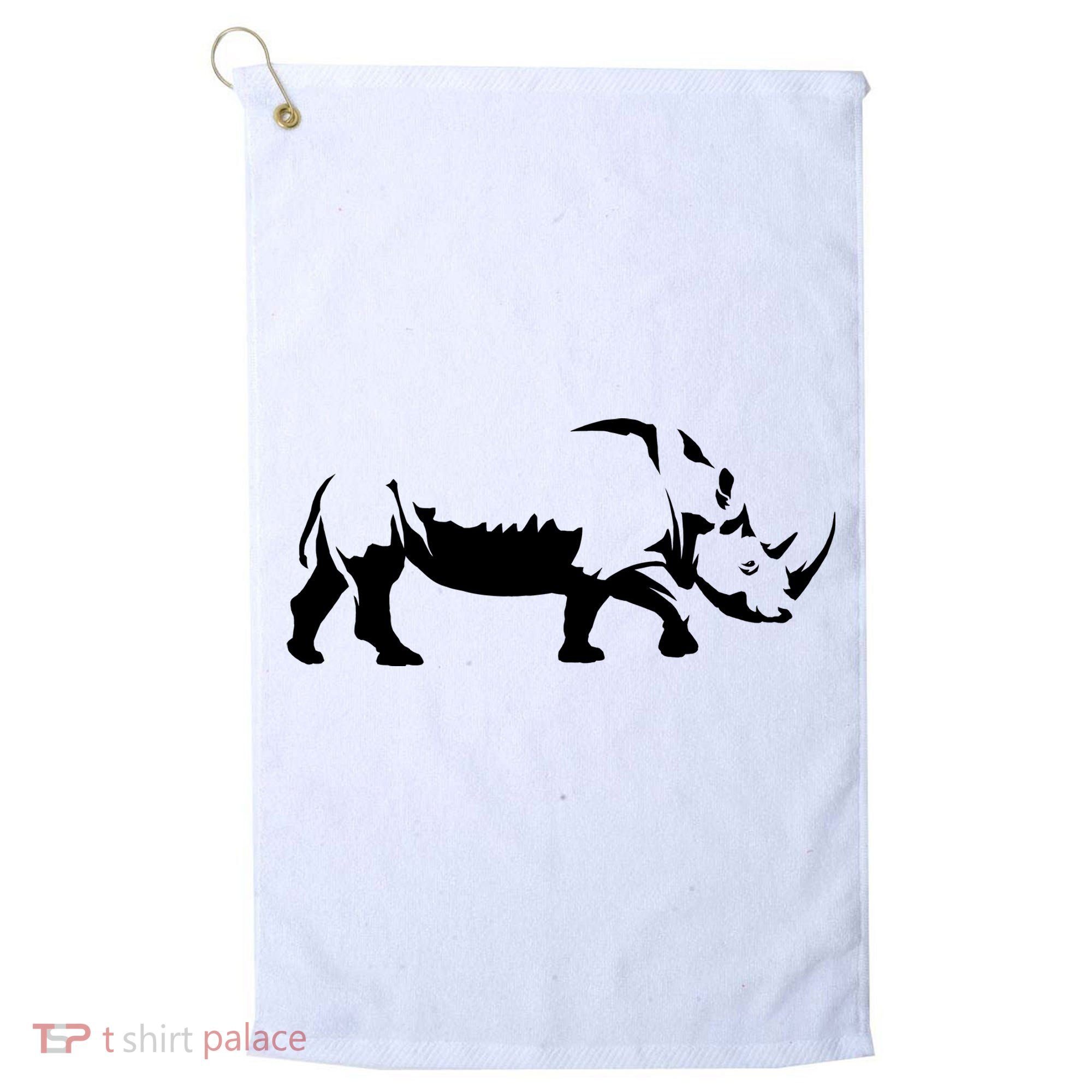 Simple Rhino Cut Out Silhouette Golf Towel